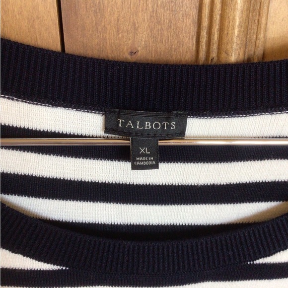 XL Talbots NWOT colorful stripe boatneck sweater - Picture 3 of 5